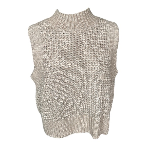 Women's Cream Cropped Knit Sweater Vest - Picture 1 of 4